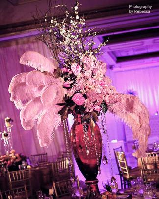 feather wedding arrangements